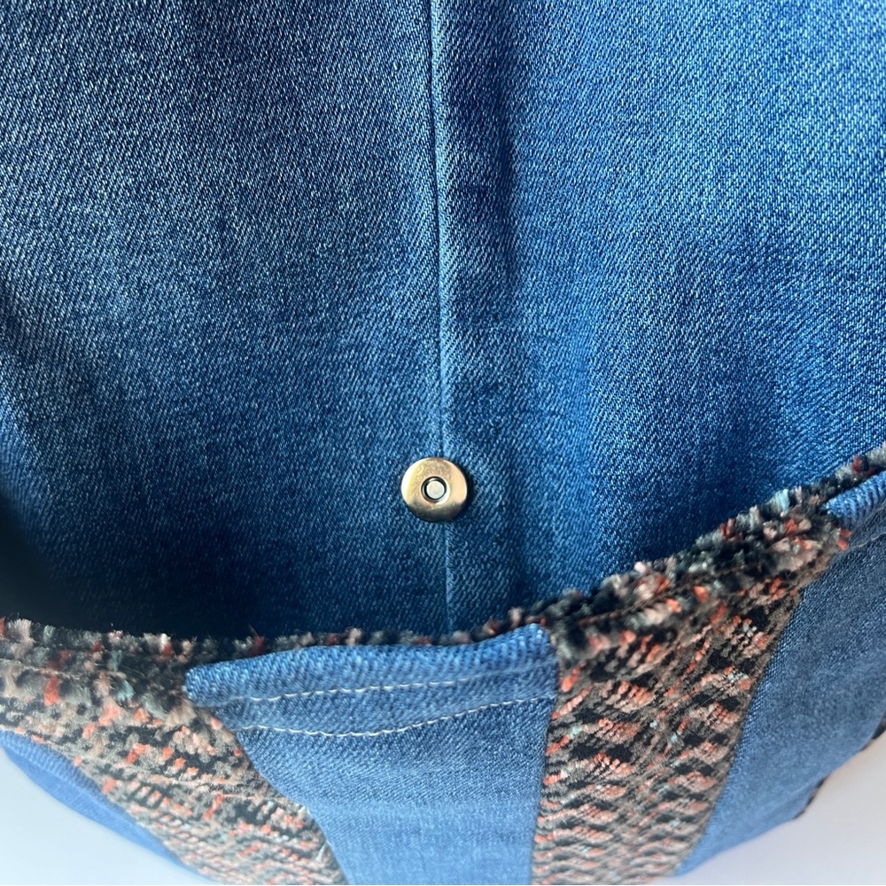 Denim Tote Bag- Velvet Interior Large - Picture 5 of 9
